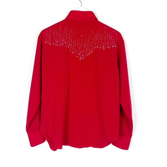 Vintage Red Rhinestone Western Blouse Size… - Picture 4 of 9